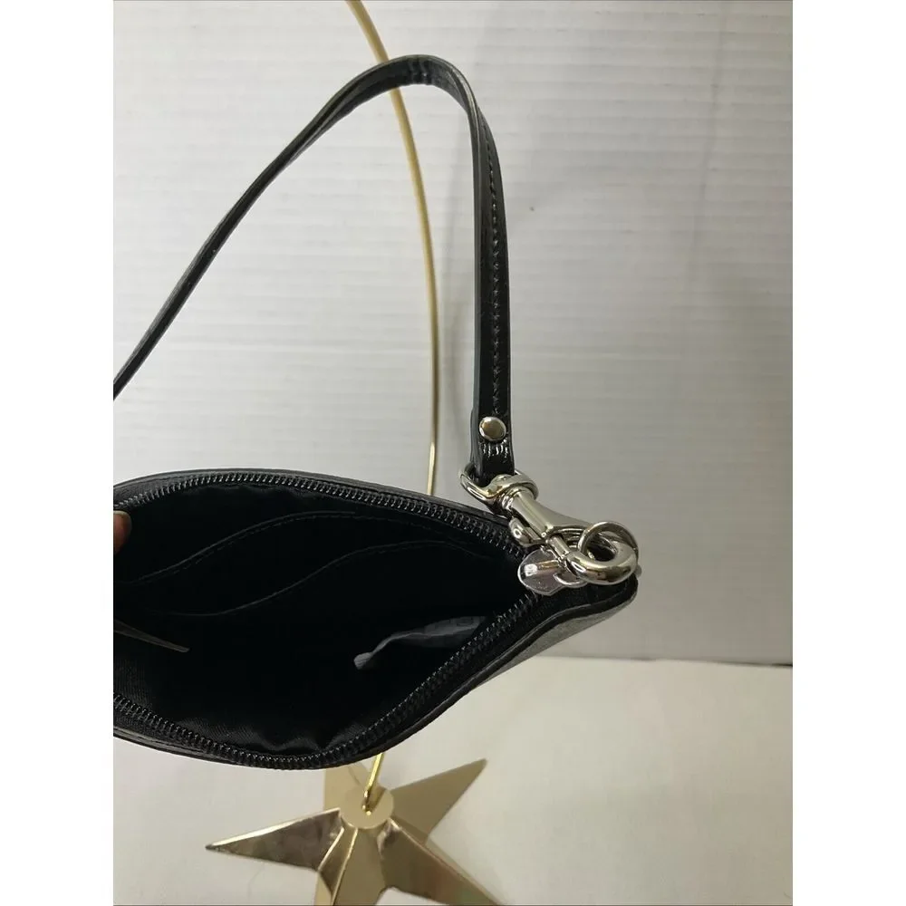 Coach Peyton Signature Small Wristlet Gray‎ and Black w/Strap